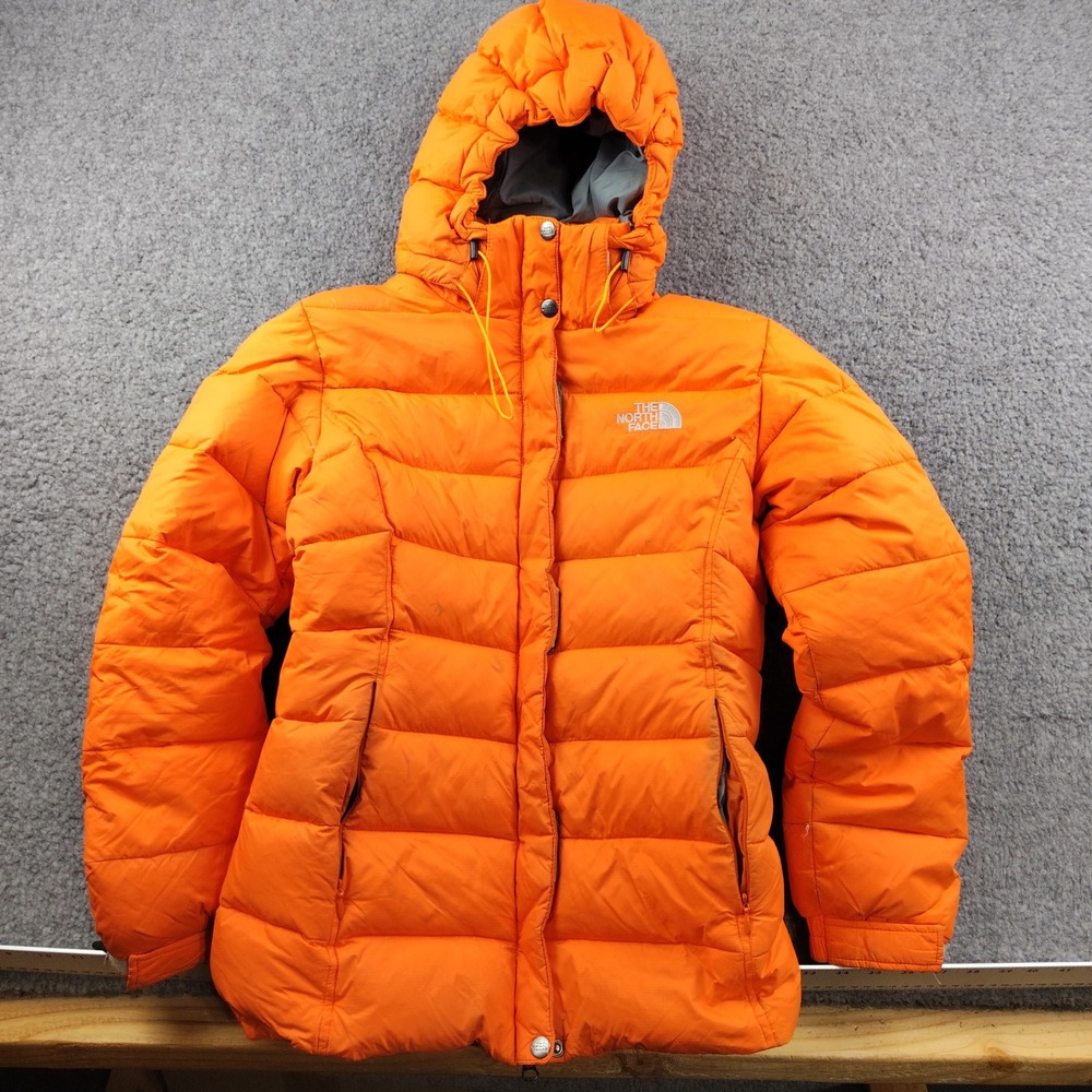 The North Face Puffer Sz Small Summit Series Orange Hooded Insulated Jacket